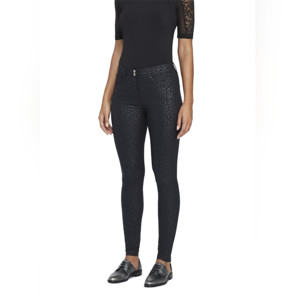 Anatomie Luli Black Embossed Cheetah Animal Print High Rise Skinny Pants